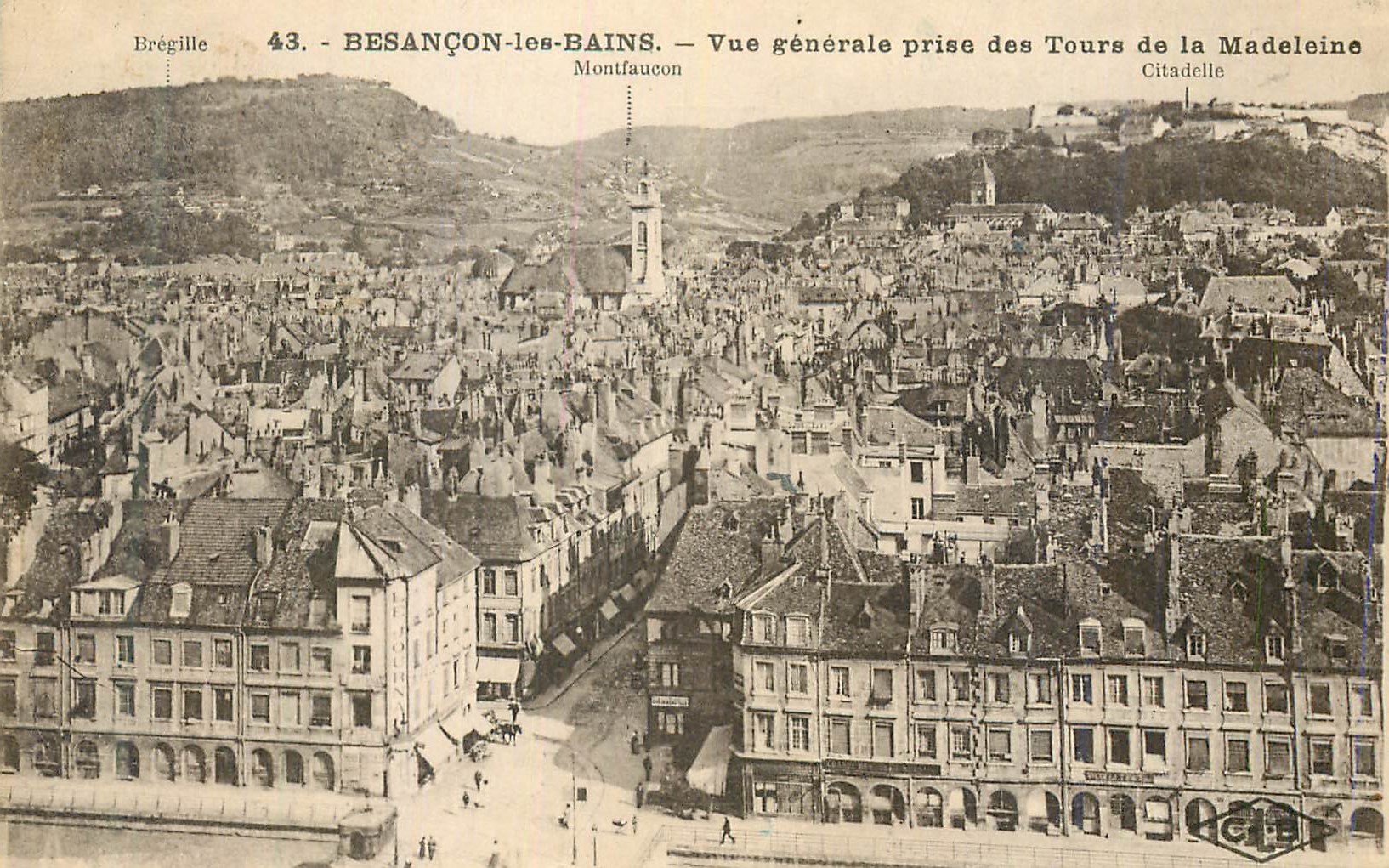 Besançon-les-Bains — Vue générale prise des Tours de la Madeleine — Éditeur G. B. (n° 43)