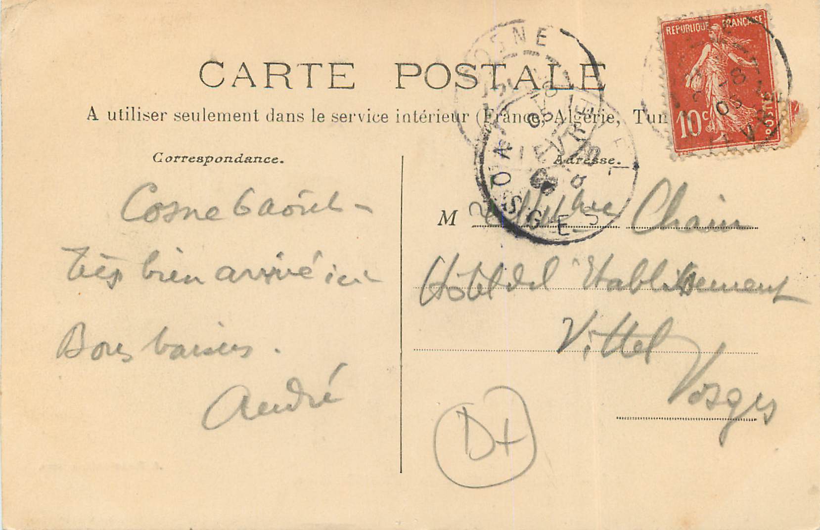 CPA Cosne Quai de l'Hotel de Ville — Rückseite