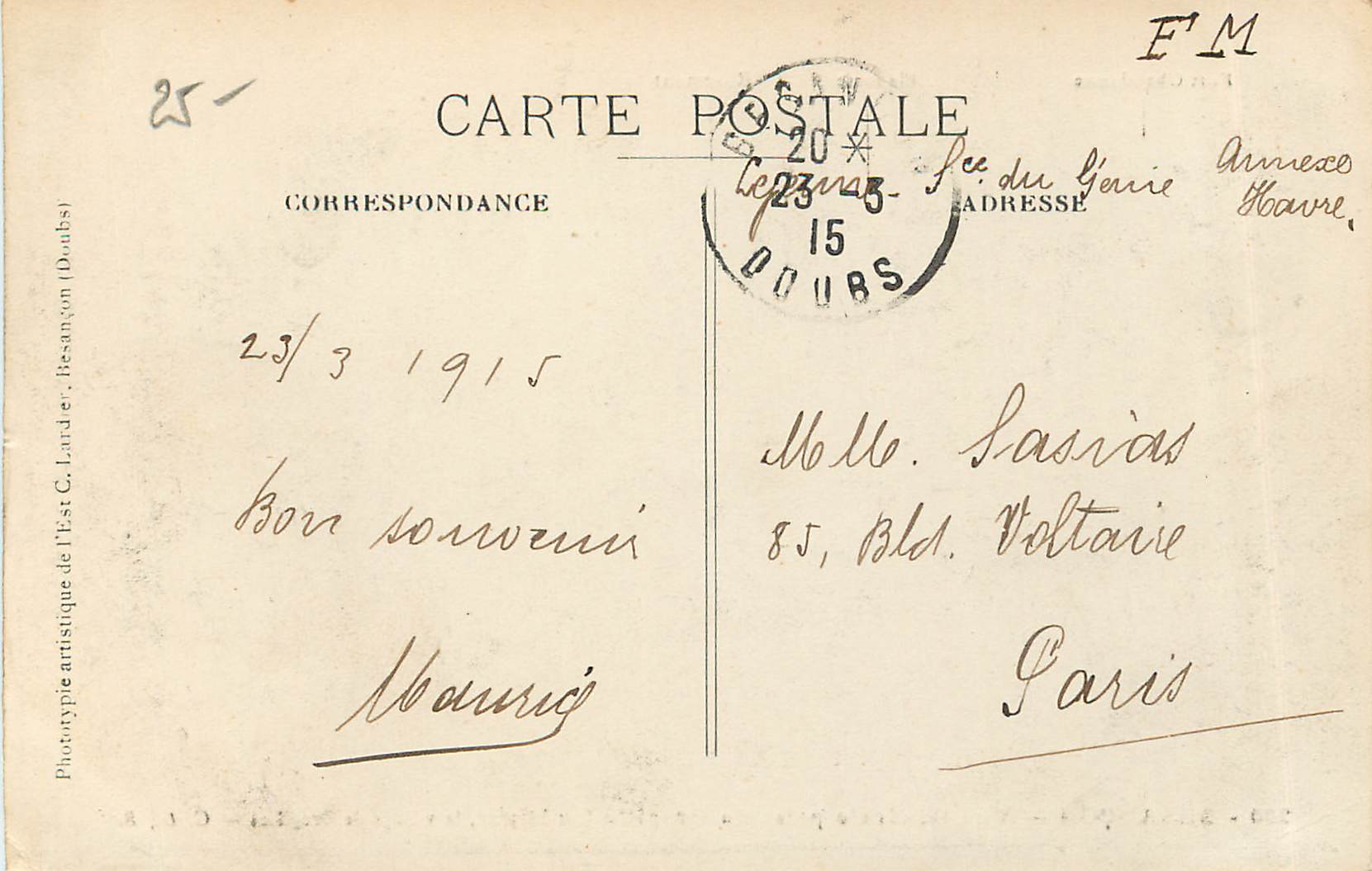 CPA Besancon Vue generale prise de Bregille Fort Chaudanne Planoise Rosemont — Rückseite