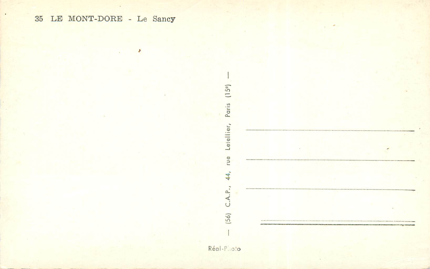 CPM Le Mont-Dore Le Sancy — Verso