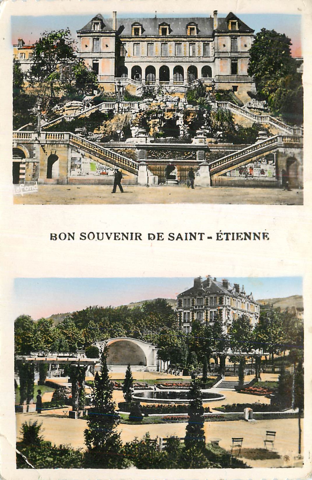 CPM Bon souvenir de Saint Etienne (Loire) L'Ecole des Beaux-Arts et le Jardin de Rond-Point