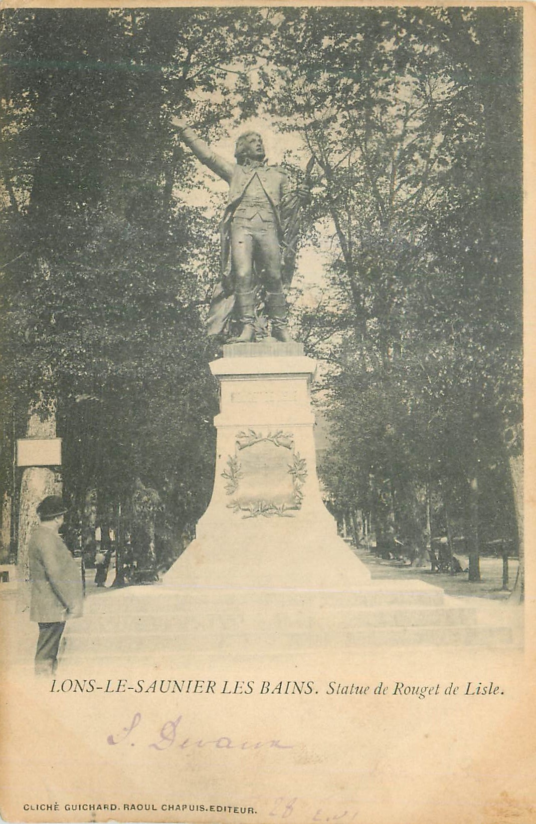 CPA Lons-Le-Saunier les Bains Statue de Rouge de Lisle