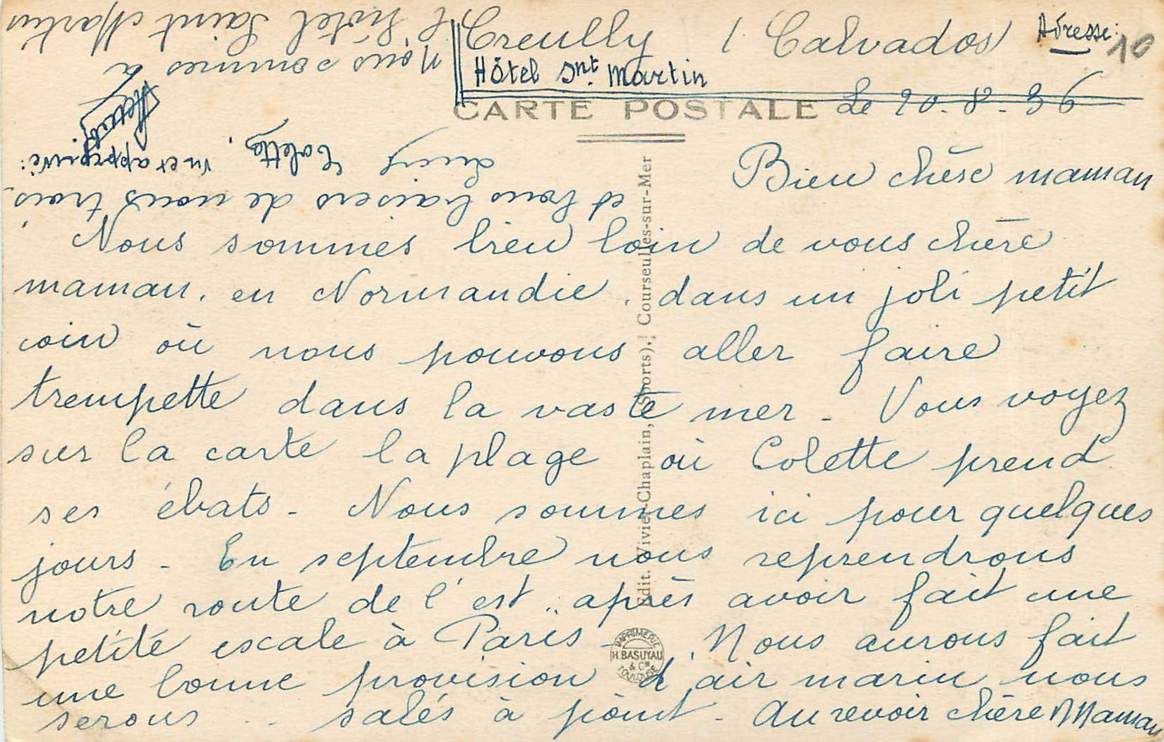 CPA Courseulles-sur-Mer La Plage (vue generale) — Rückseite