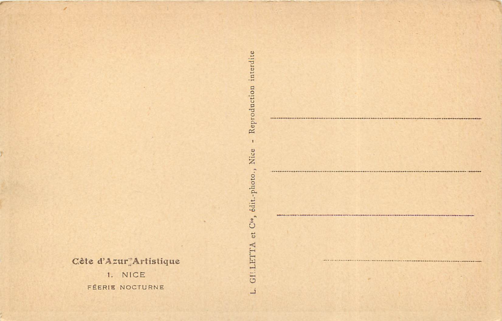 CPA Nice Feerie Nocturne — Verso