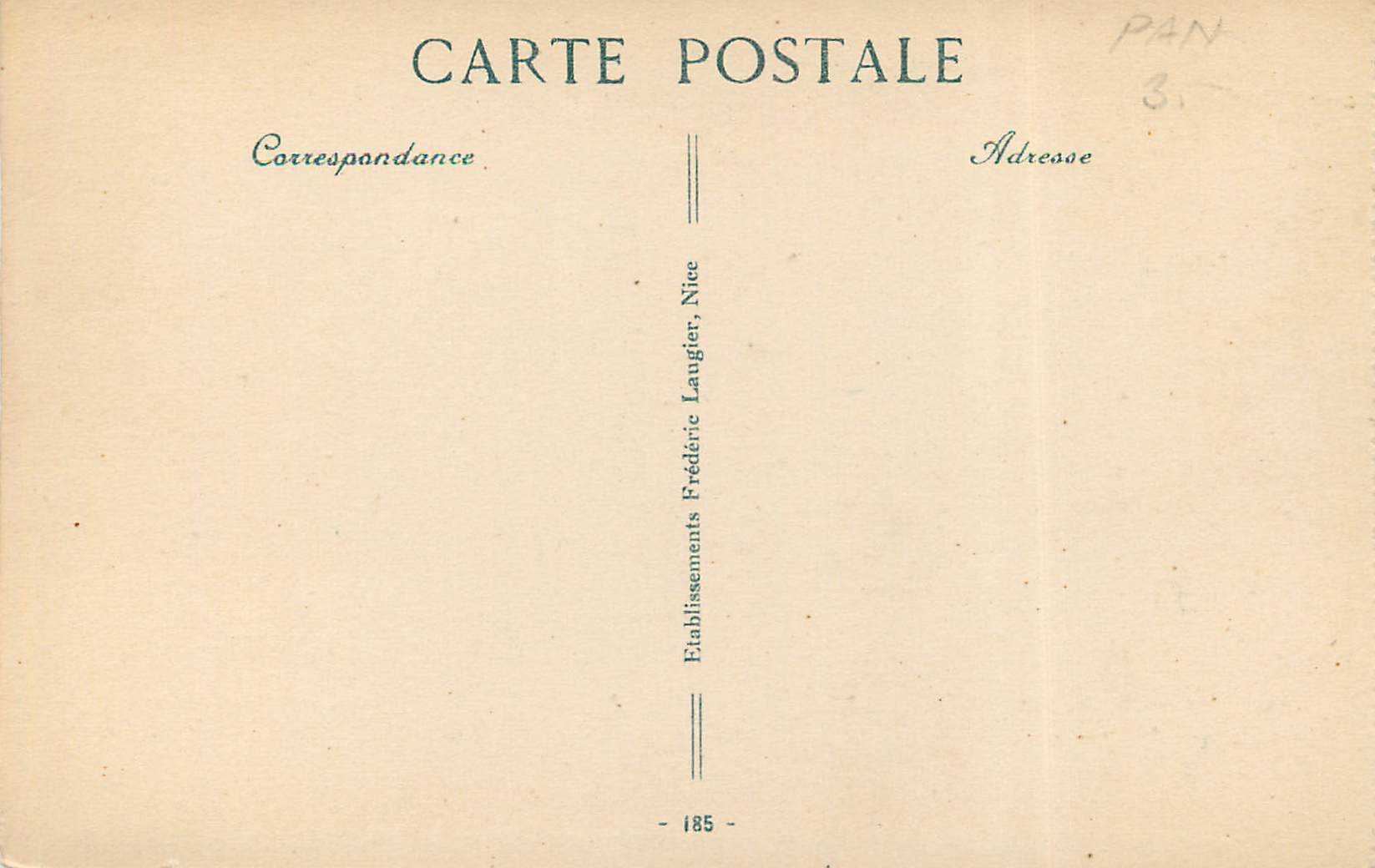 CPA Nice La Place Garibaldi — Rückseite