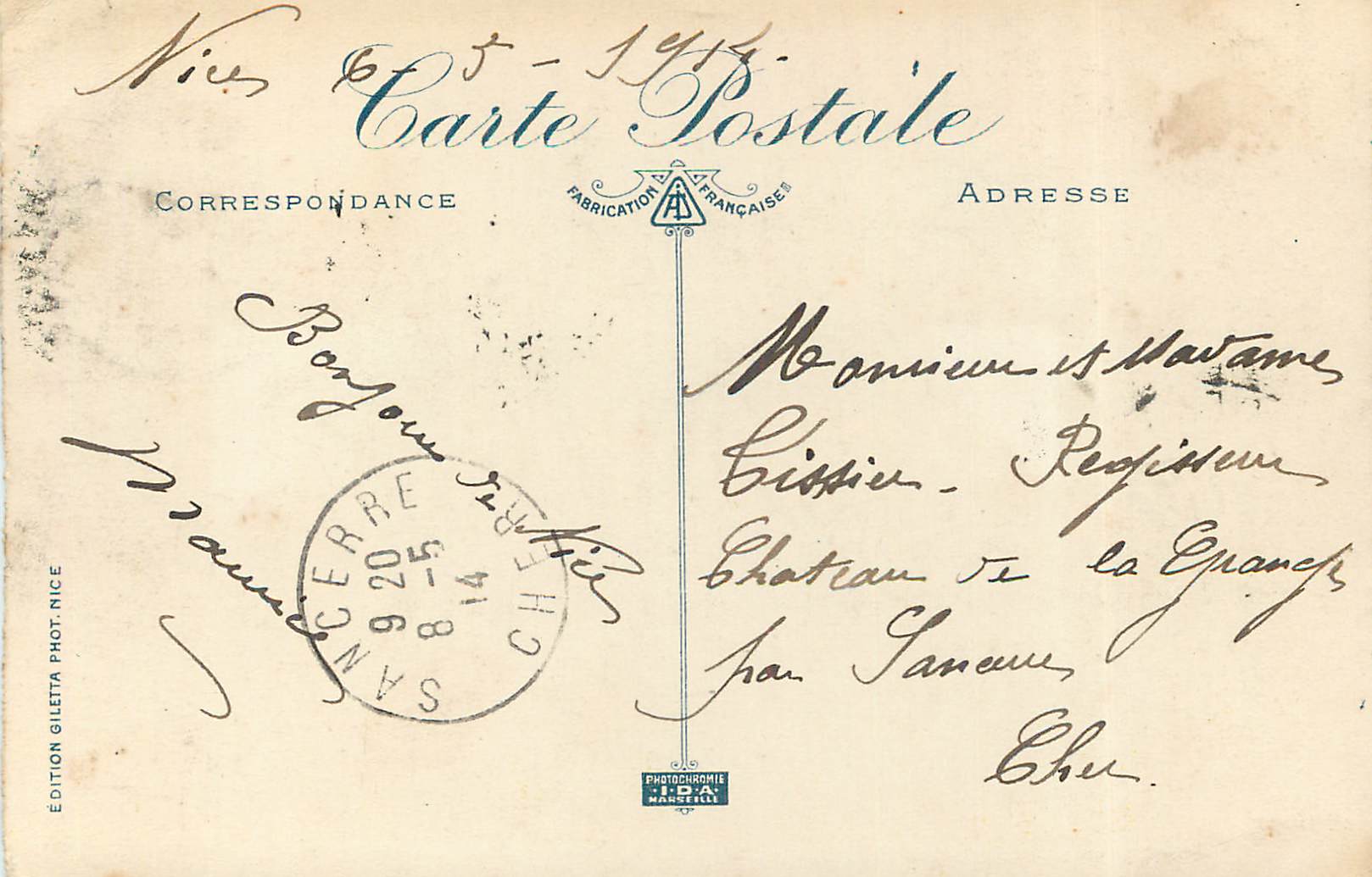 CPA Nice Vue Generale prise du Mont Boron — Verso