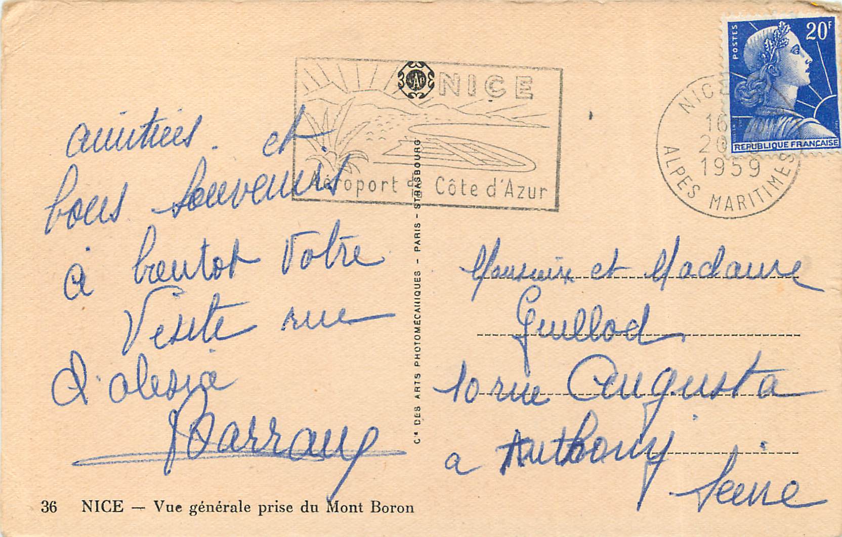 CPA Nice Vue generale prise du Mont Boron — Verso