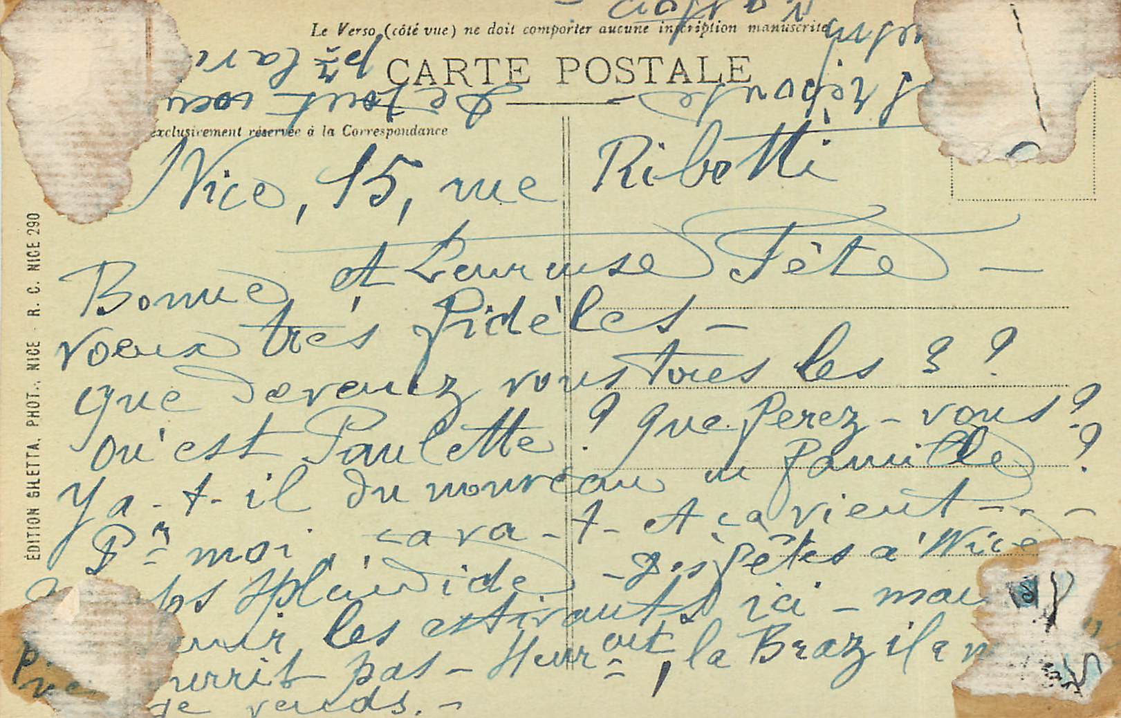 CPA Le Verso (Cote Vue) — Verso