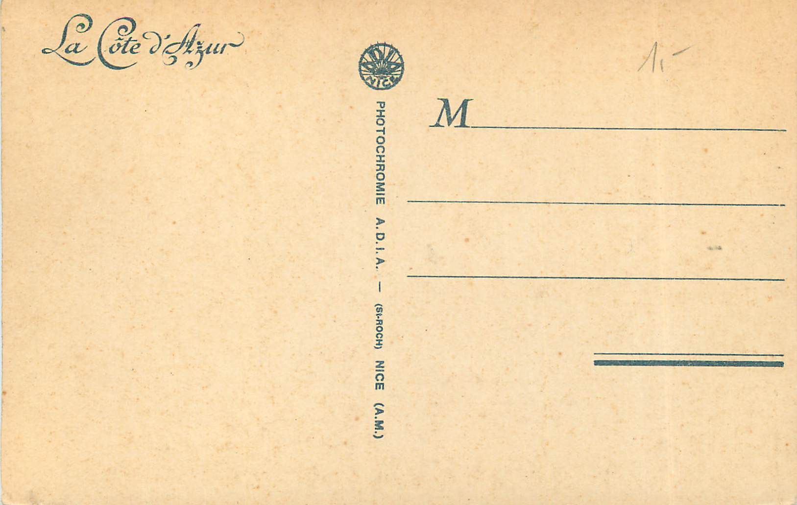 CPA Nice Monument aux Morts de la Grande Guerre 1914-1918 — Verso