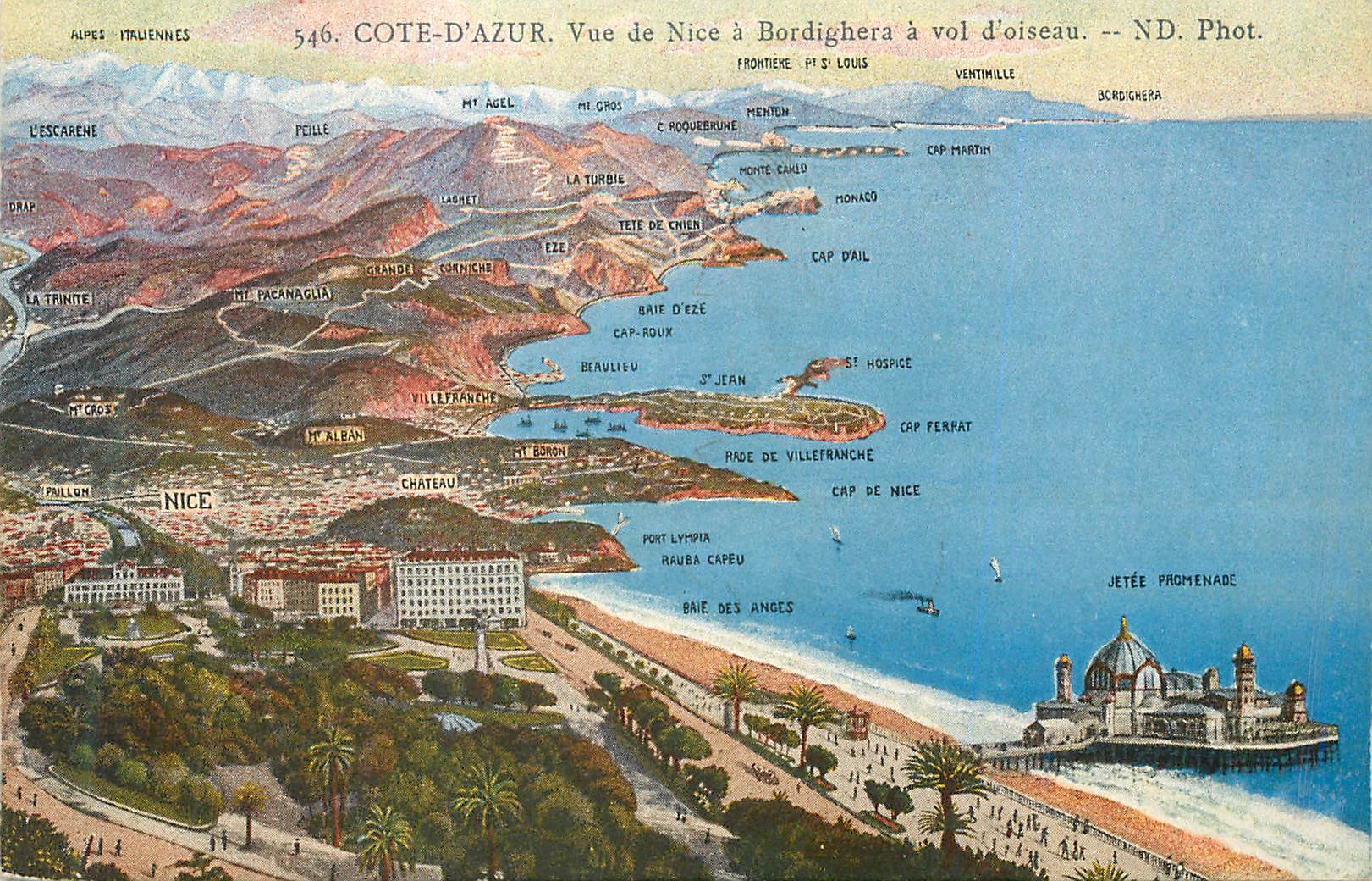 CPA Nice Cote-d'Azur Vue de Nice a Brodighera a vol d'oiseau