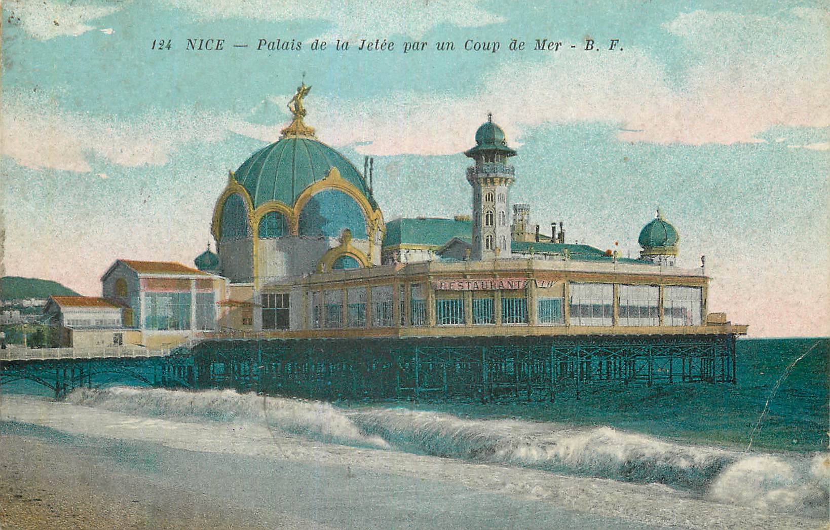 CPA Nice Palais de la Jetee par un Coup de Mer
