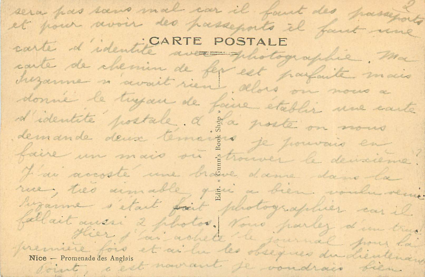 CPA Nice Promenade des Anglais — Verso