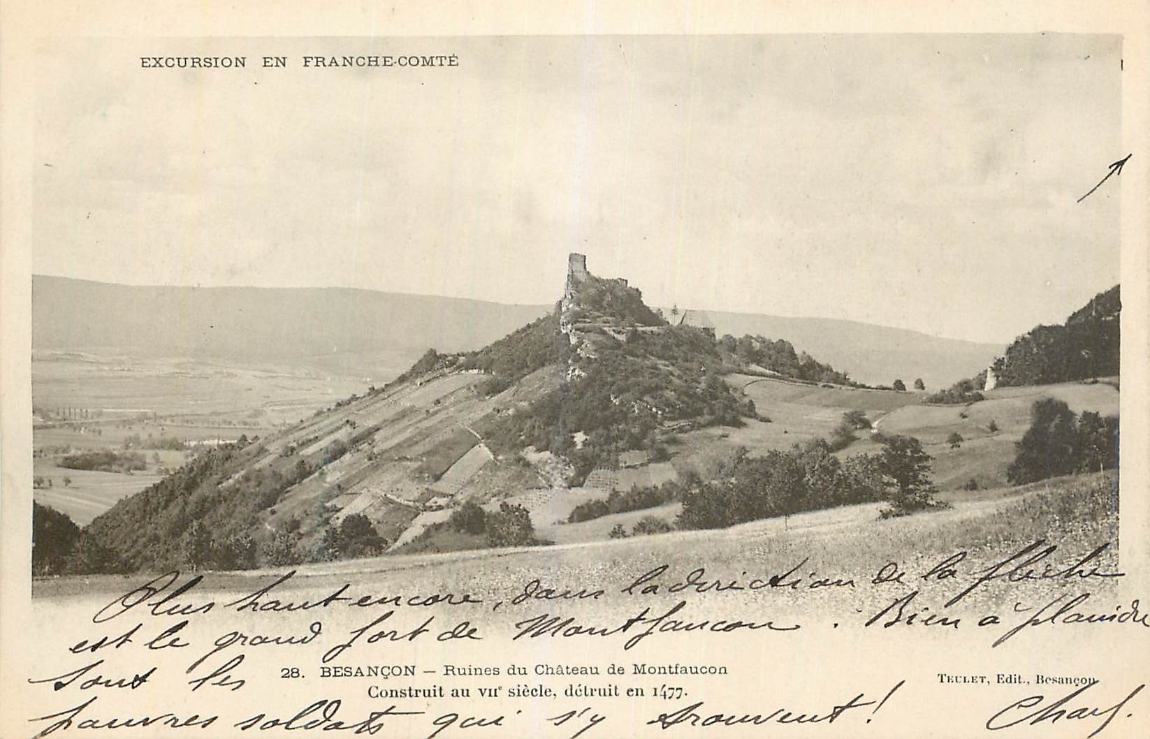 CPA Besancon Ruines du Chateau de Montfaucon (carte 1900)