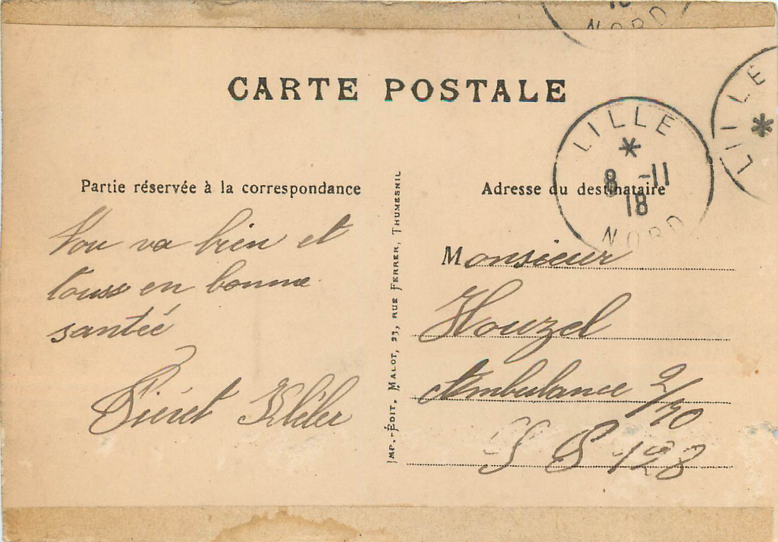 La Porte de Paris — Lille — éditeur non identifié — Rückseite