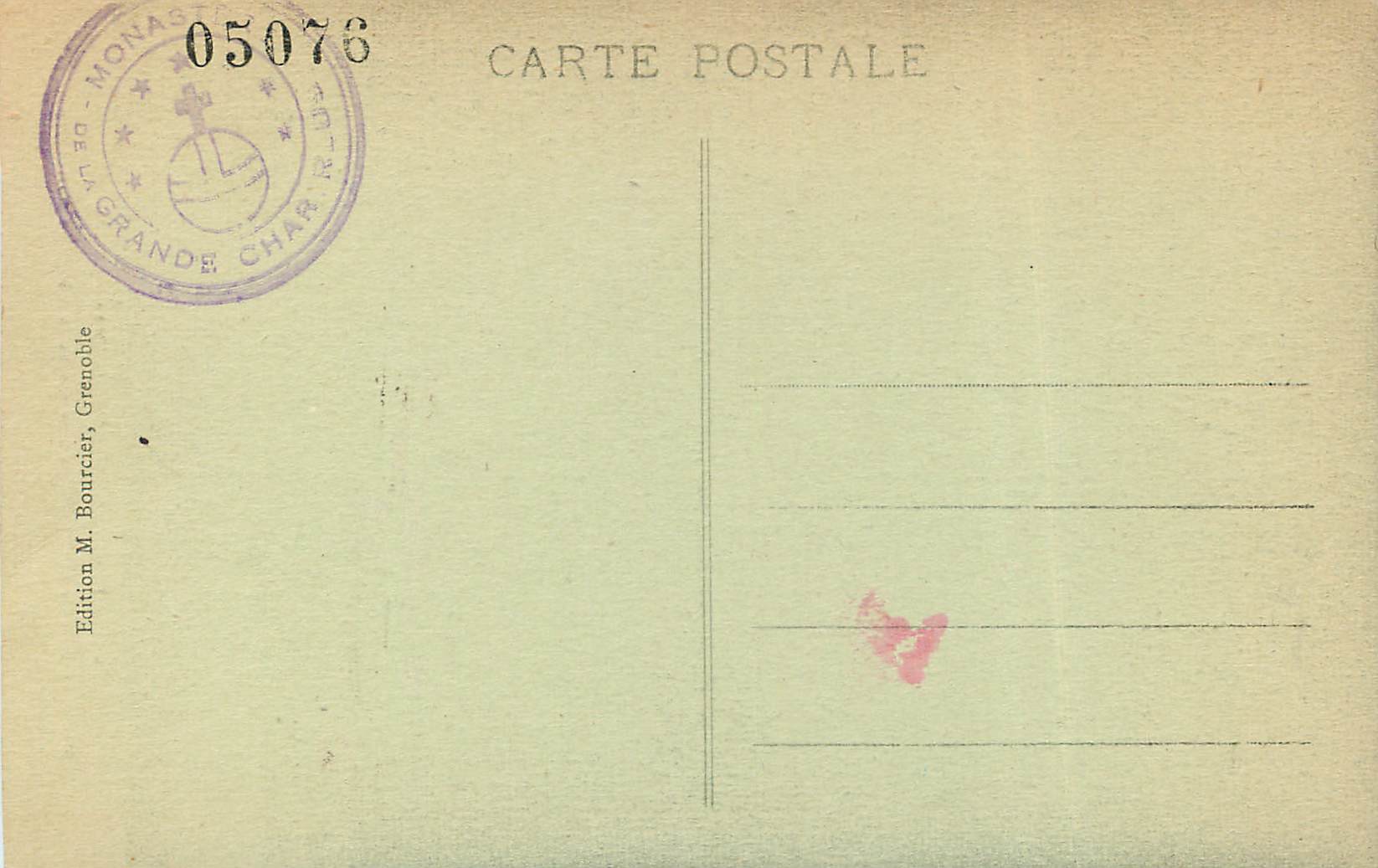 Buste en marbre de la chapelle mortuaire — Grande-Chartreuse — Éd. M. Bourcier, Grenoble — Rückseite