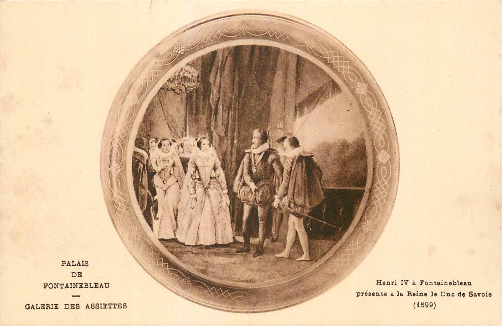 Palais de Fontainebleau — Galerie des Assiettes — Henri IV présente à la Reine le Duc de Savoie (1599)