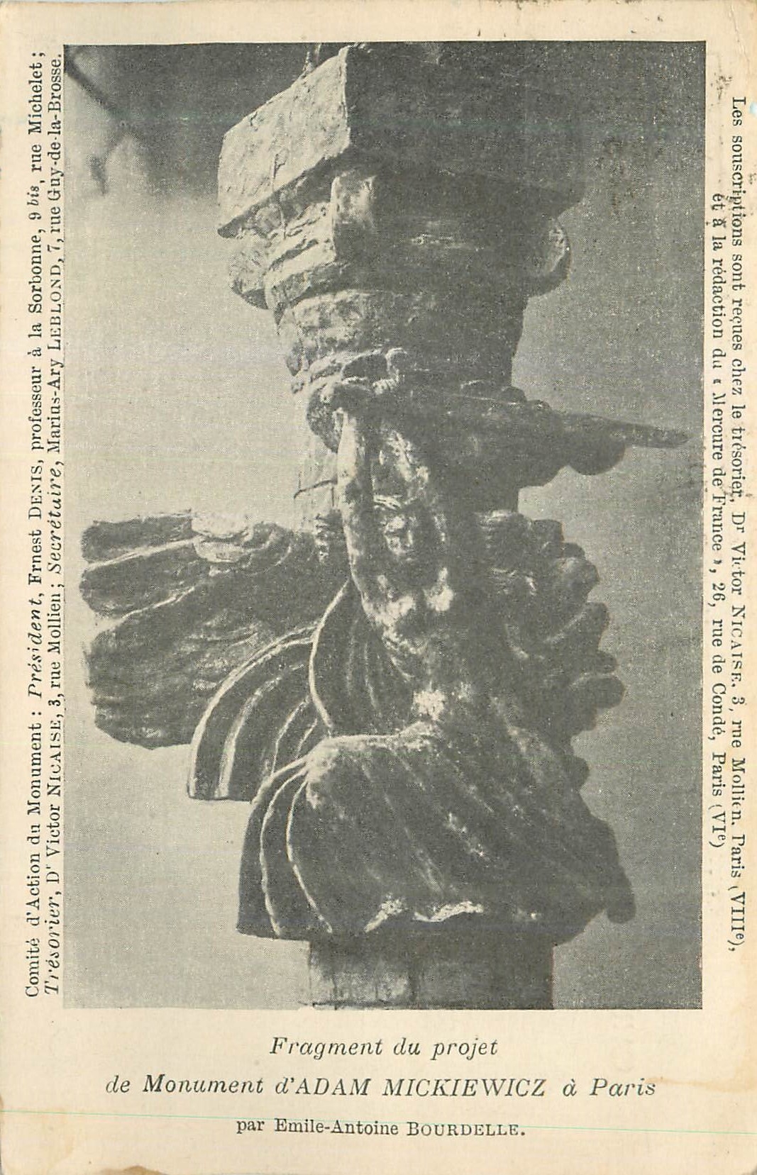 CPA Paris Fragment du projet de Monument d'Adam Mickiewicz a Paris