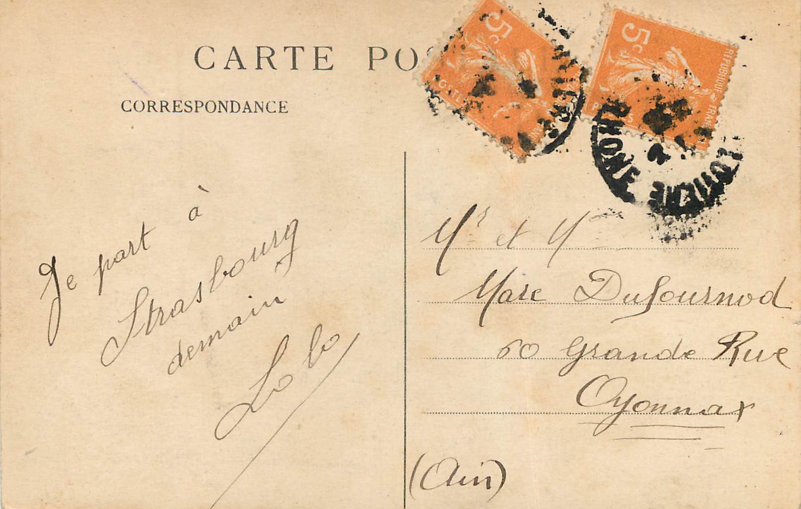 CPA Lyon Gare — Verso