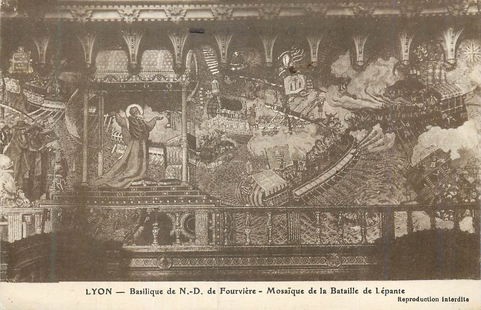 LYON — Basilique de N.-D. de Fourvière — Mosaïque de la Bataille de Lépante
