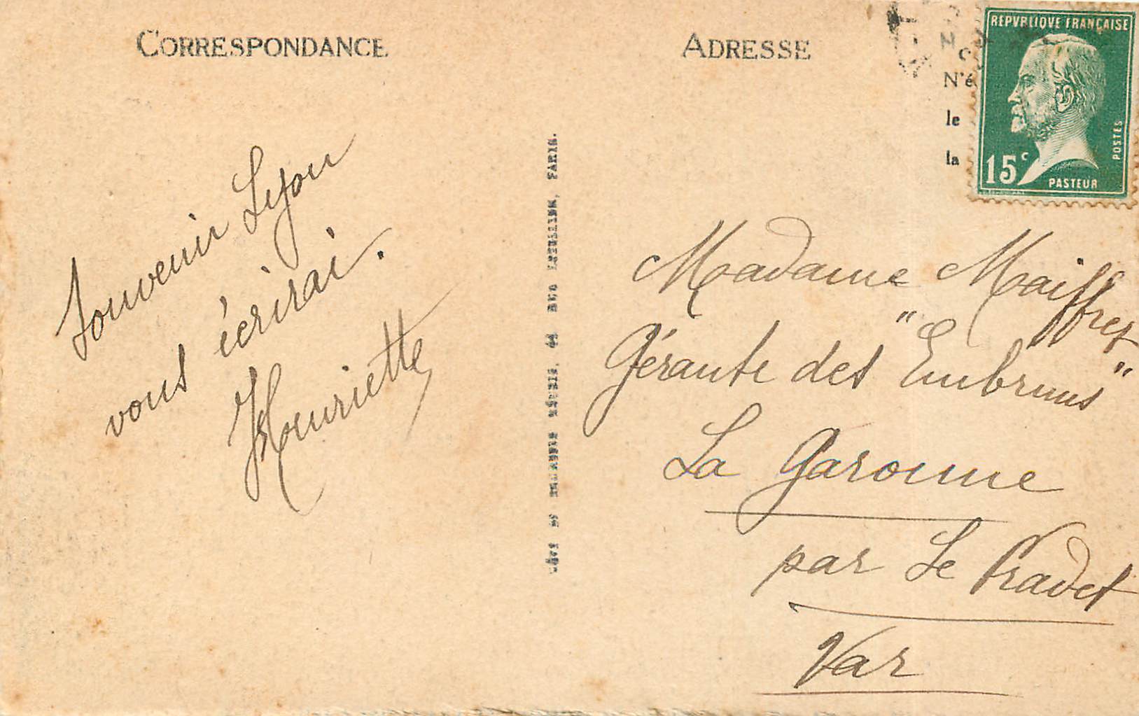CPA Lyon Pont de la Guillotiere et l'Hotel Dieu — Verso