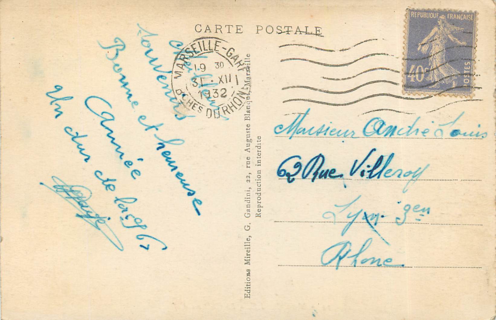 CPA Marseille Le Chateau d'If Bateau — Verso