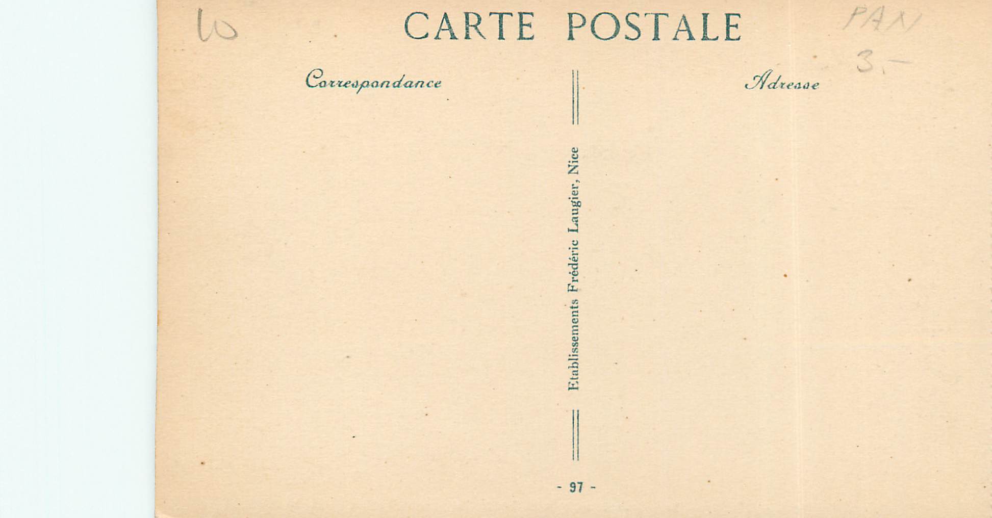 CPA Nice Les Jardins Albert Ier et le Mont-Boron — Rückseite