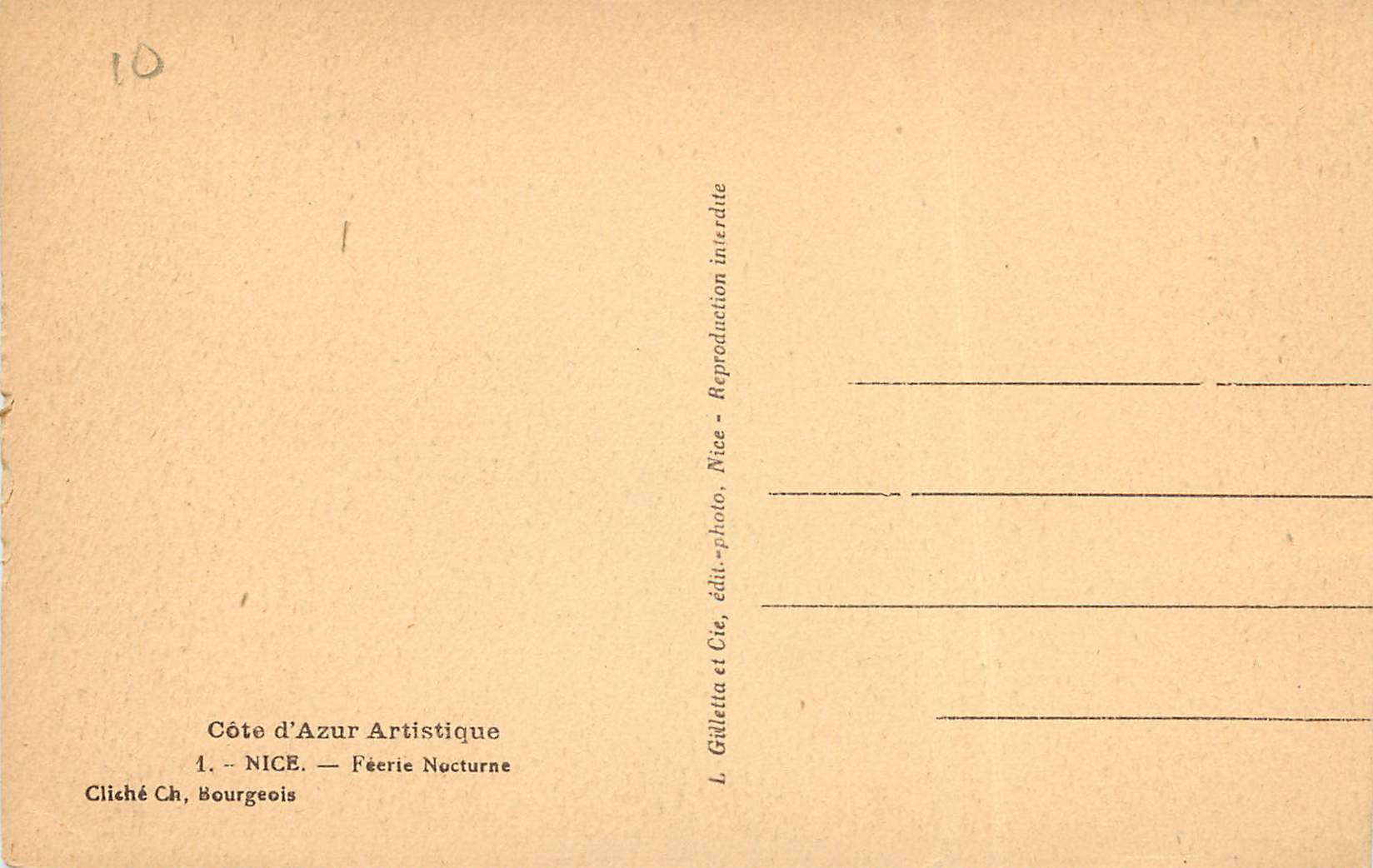 CPA Nice Feerie Nocturne — Verso
