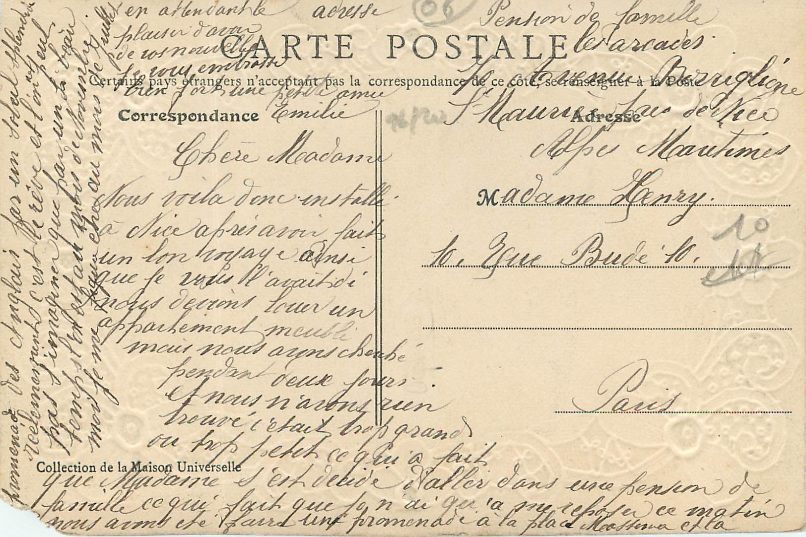 CPA Nice Gambetta — Verso