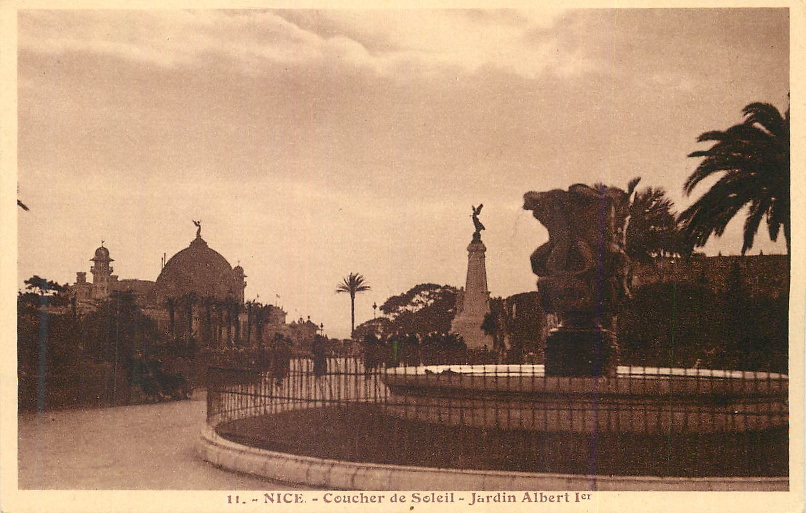 CPA Nice Coucher de Soleil Jardin Albert 1er