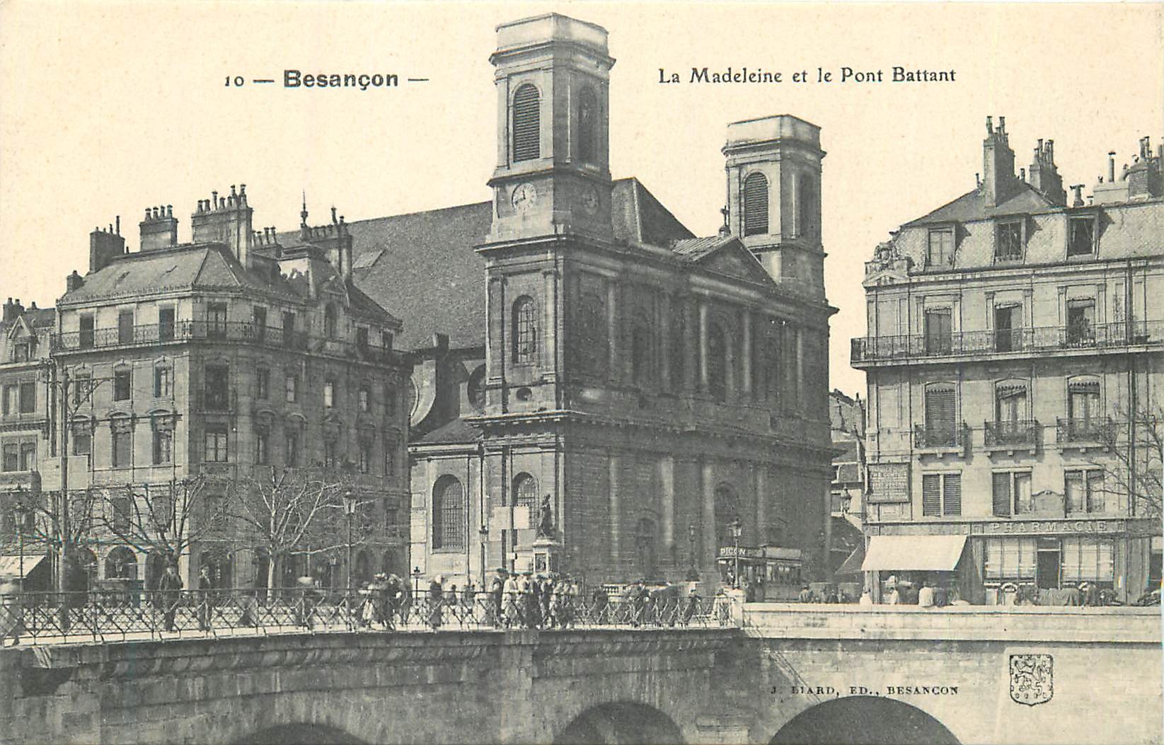 CPA Besancon La Madeleine et le Pont Battant