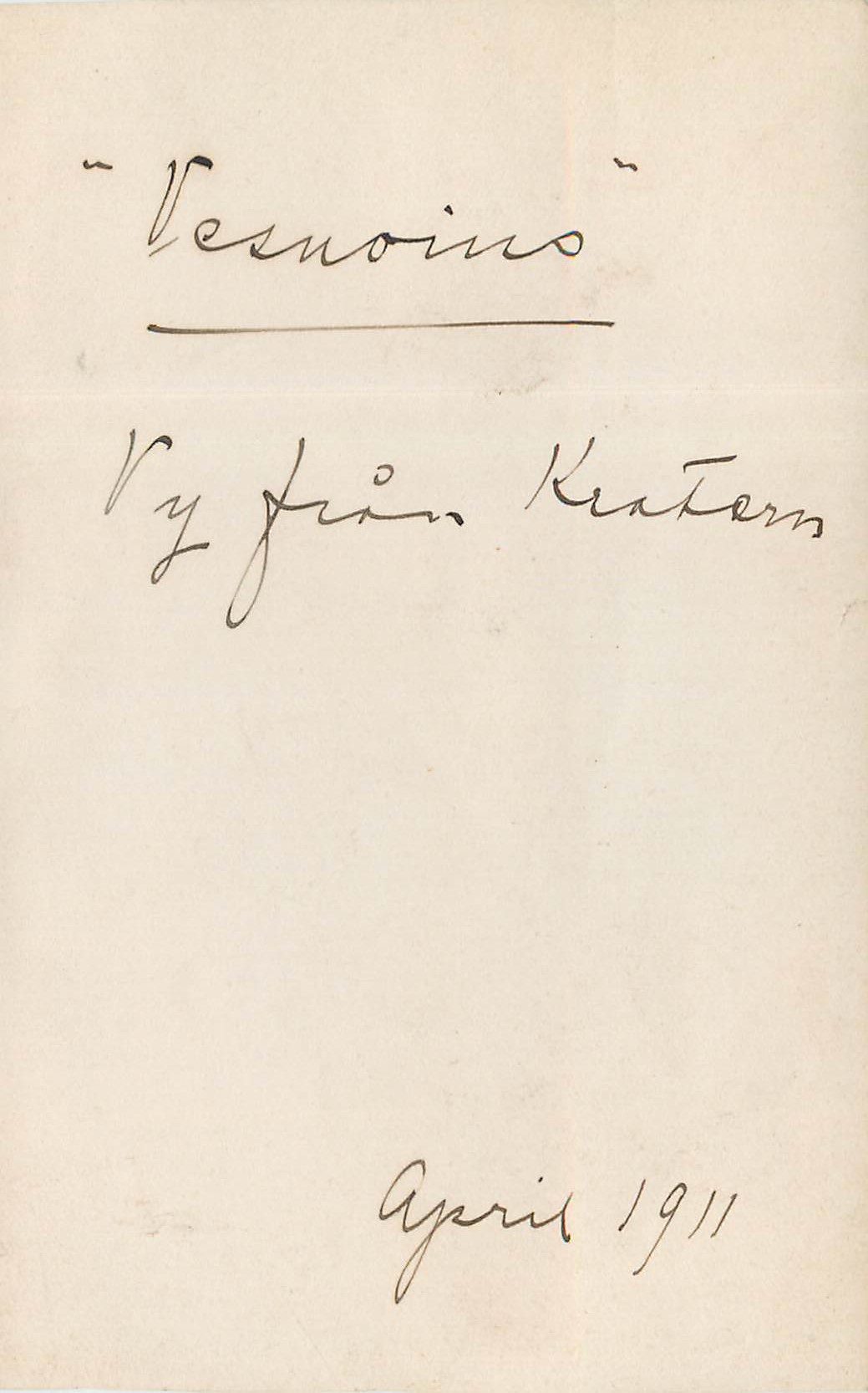Photo Vesnoius 1911 — Rückseite
