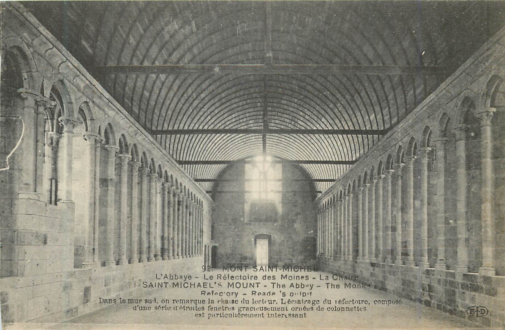 Mont Saint-Michel — Réfectoire des Moines — La Chaire — Éditeur J. & E. Dely, Paris, n°92