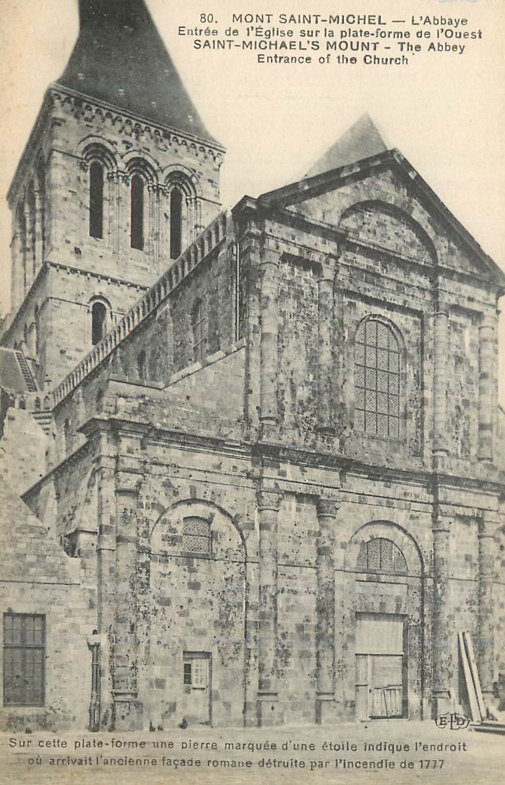 Mont Saint-Michel — L'Abbaye — Entrée de l'Église sur la plate-forme de l'Ouest — ELDY