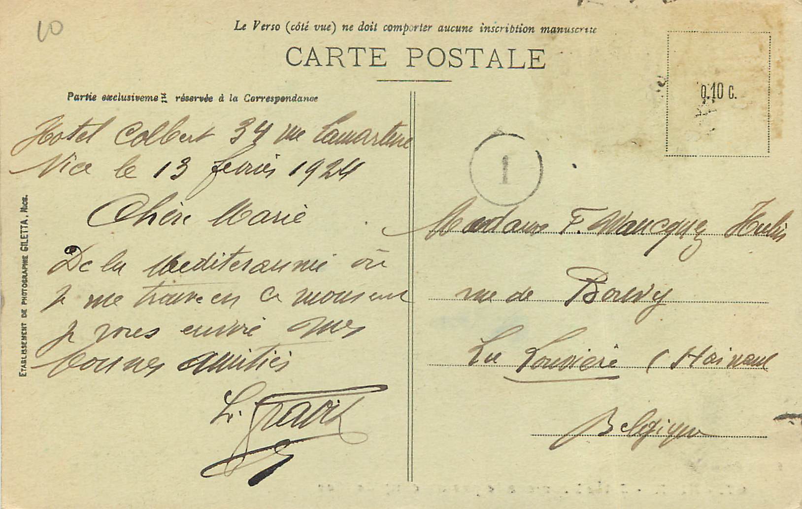 CPA Nice Jetee-Promenade par un coup de Mer — Rückseite