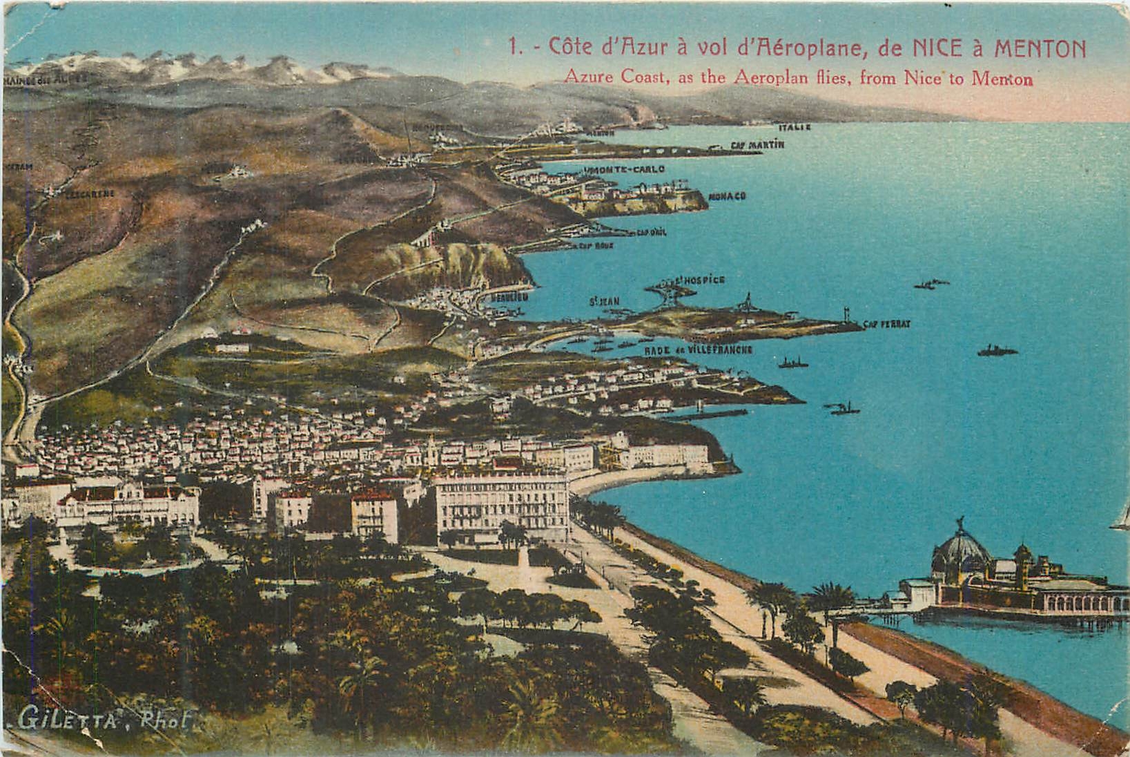 CPA Nice Menton Cote d'Azur a vol d'Aeroplane