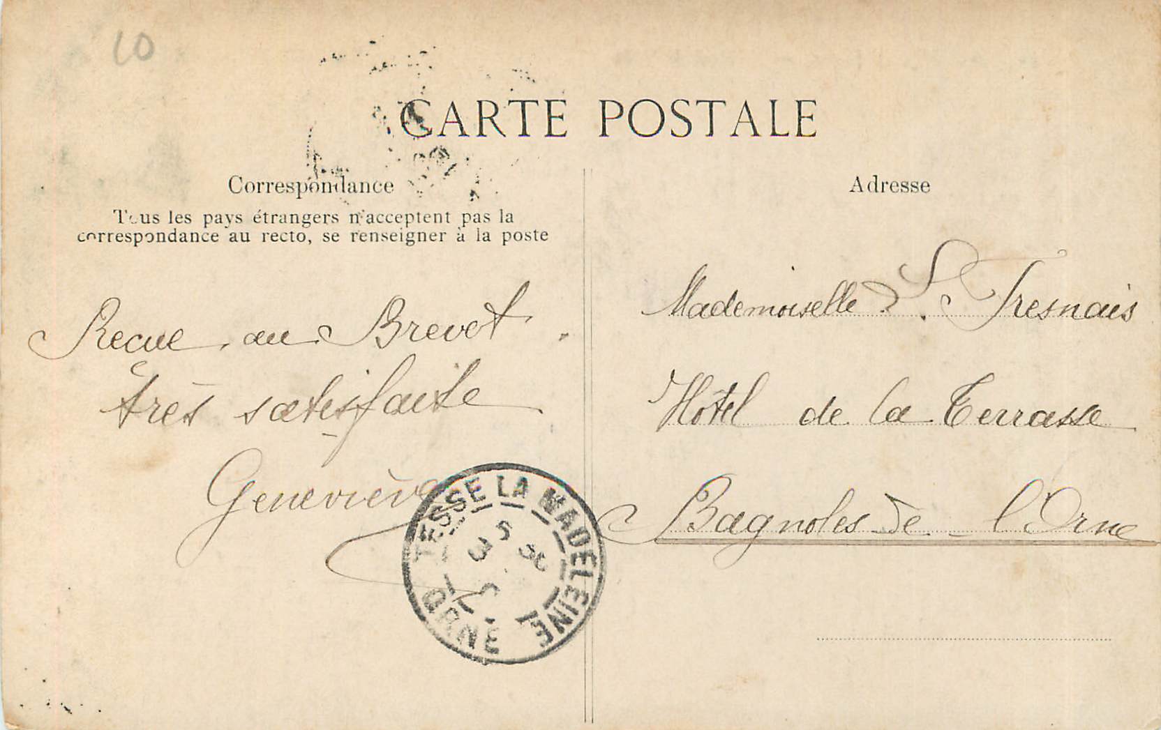 CPA Alencon (Orne) L'Hotel de Ville — Rückseite