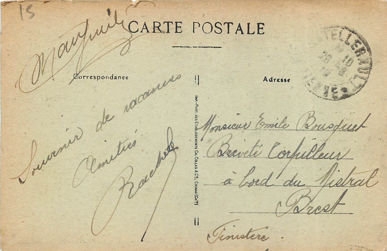 CPA Chatellerault La Mairie et l'Hotel Moderne — Back