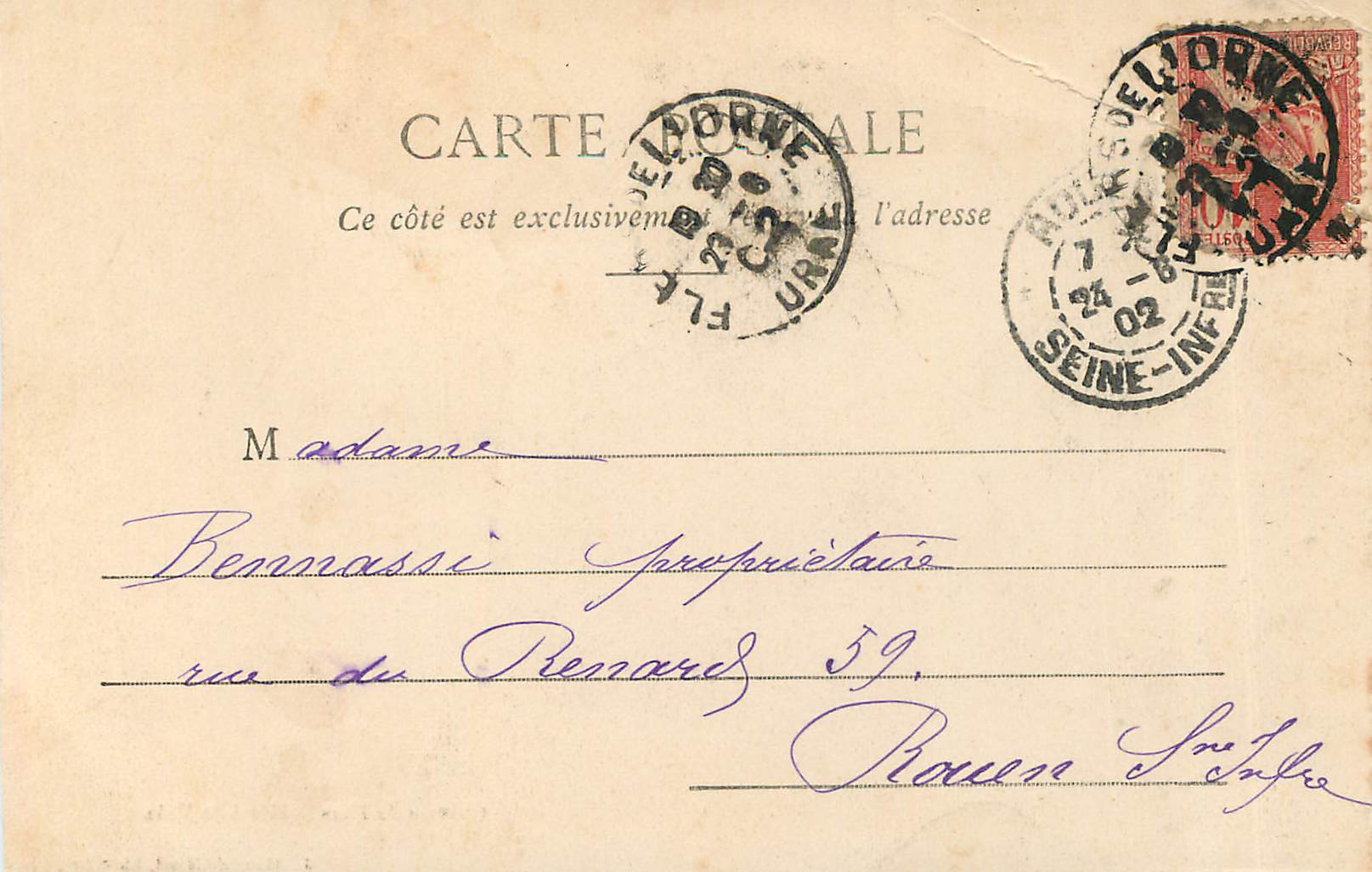 CPA Chateau de Flers Hotel de Ville — Rückseite
