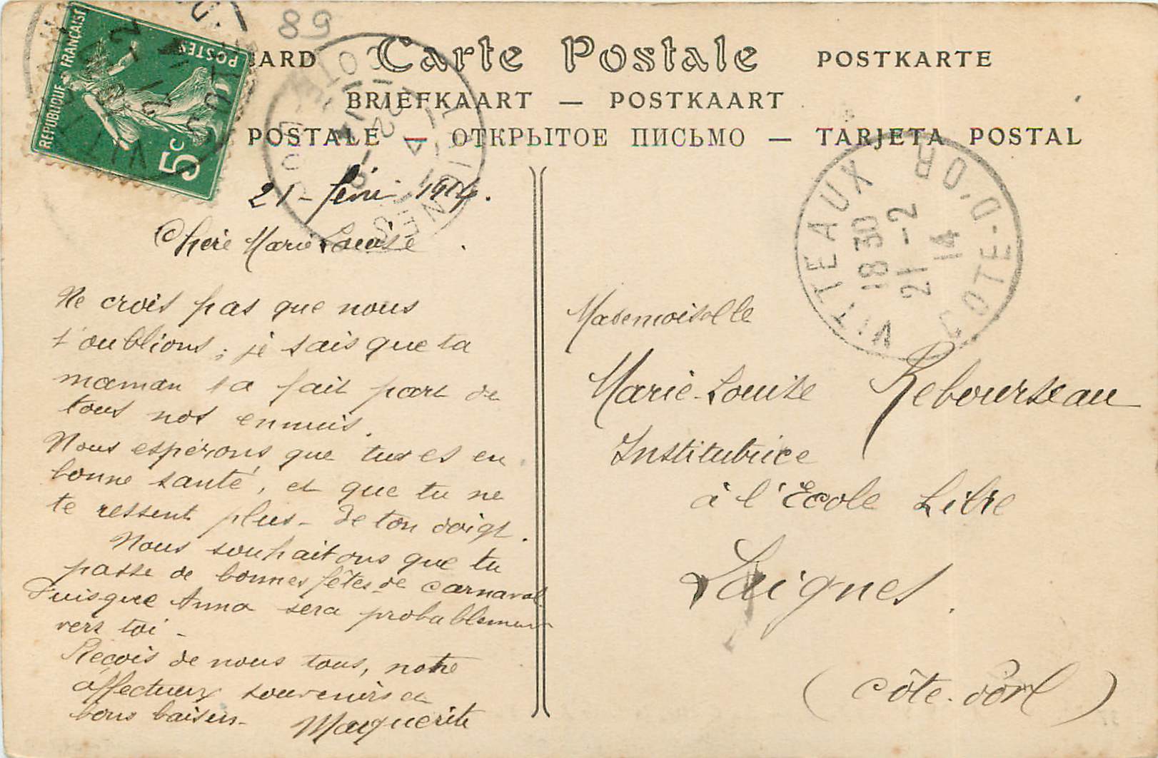 CPA Arcy-Sur-Cure La Grotte la Salle de la Vierge — Rückseite