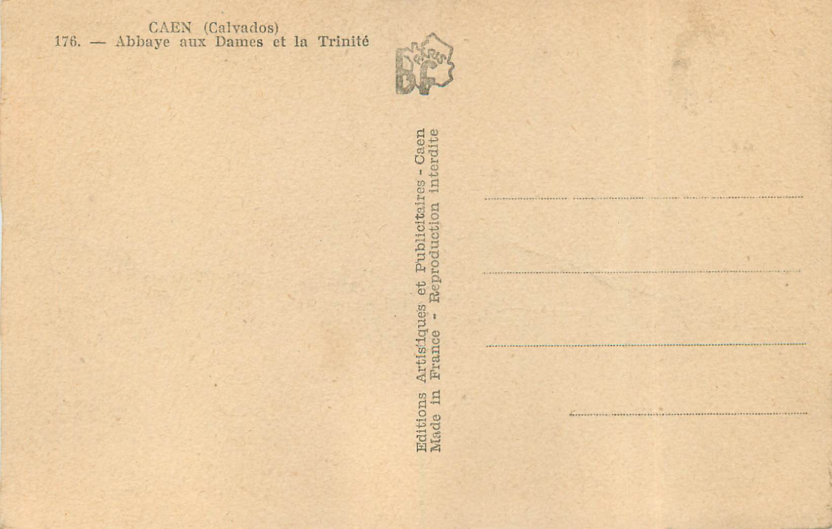 CPA Caen (Calvados) Abbaye aux Dames et la Trinite — Verso