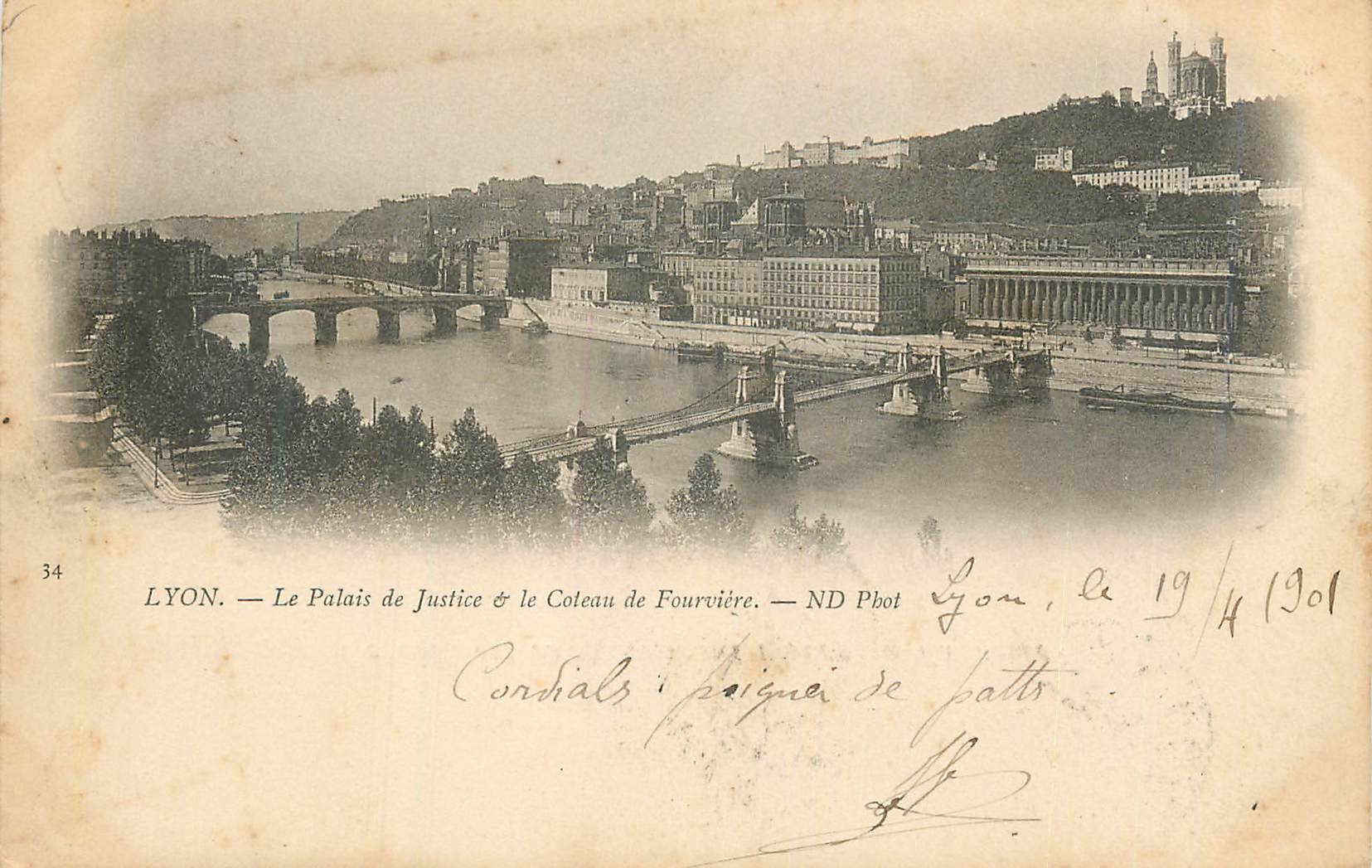 LYON. — Le Palais de Justice & le Coteau de Fourvière. — ND Phot