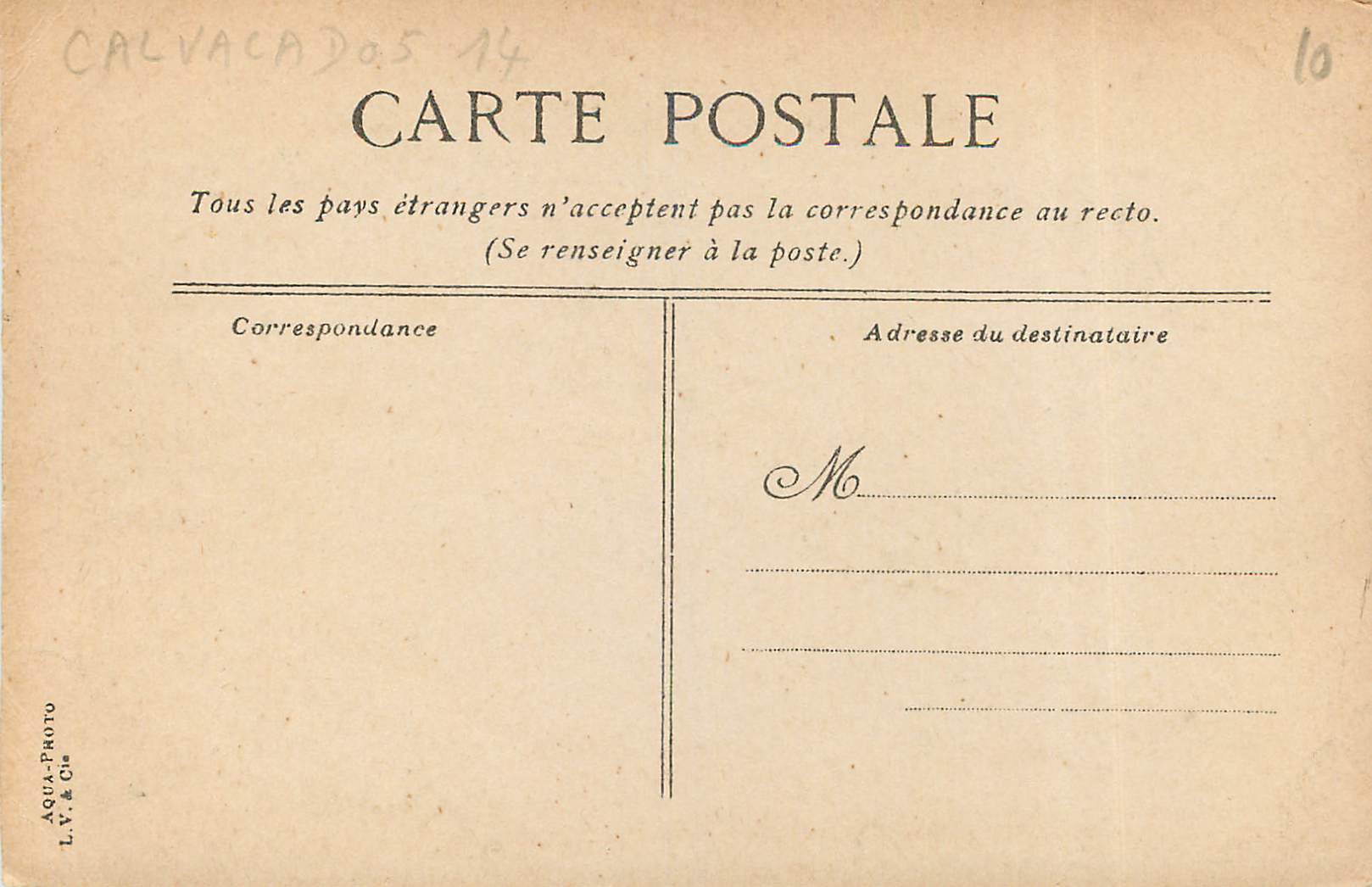 CPA Caen L'Eglise St Etienne Le Lycee — Verso