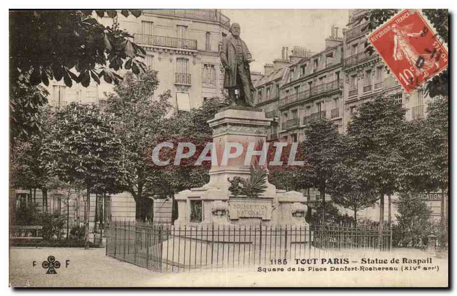 PAriS (14) CPA Tout Paris Statue de Raspail square de Denfert Rochereau