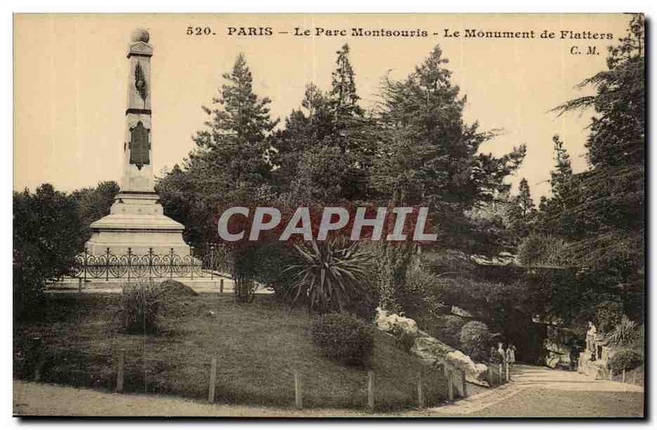 PAriS (14) CPA parc Montsouris le monument de Flatters
