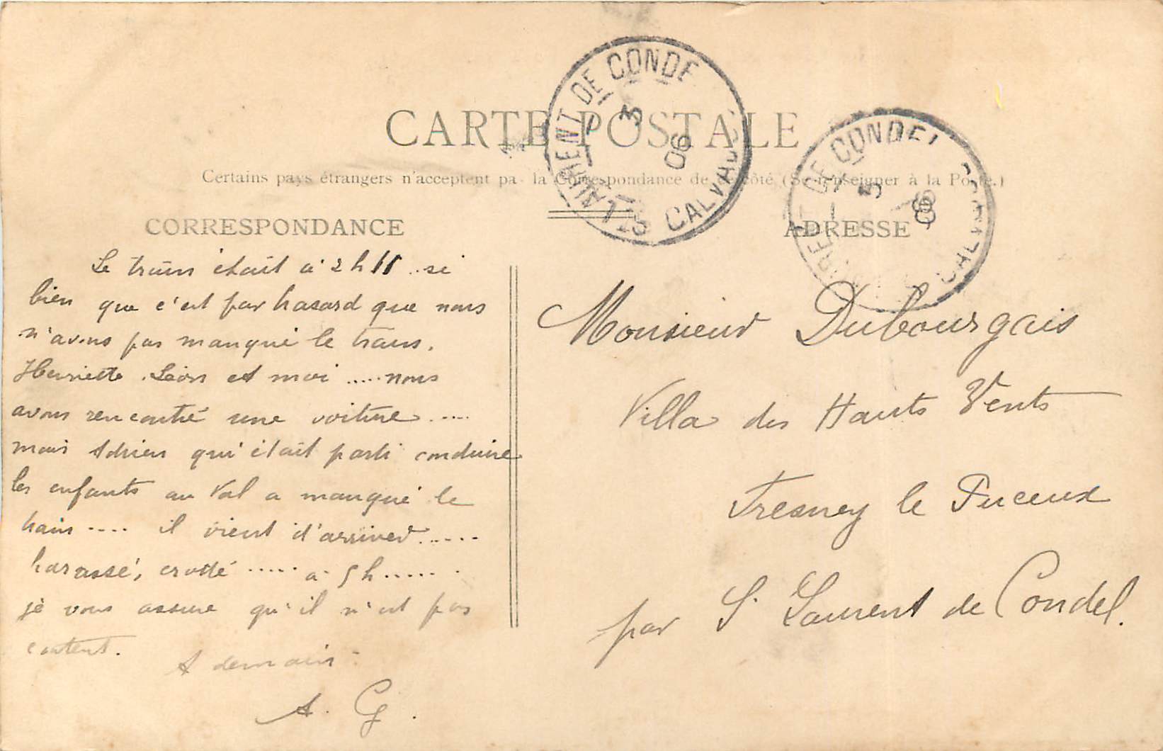 CPA Caen Le Chateau la Porte Bon Secours  — Verso