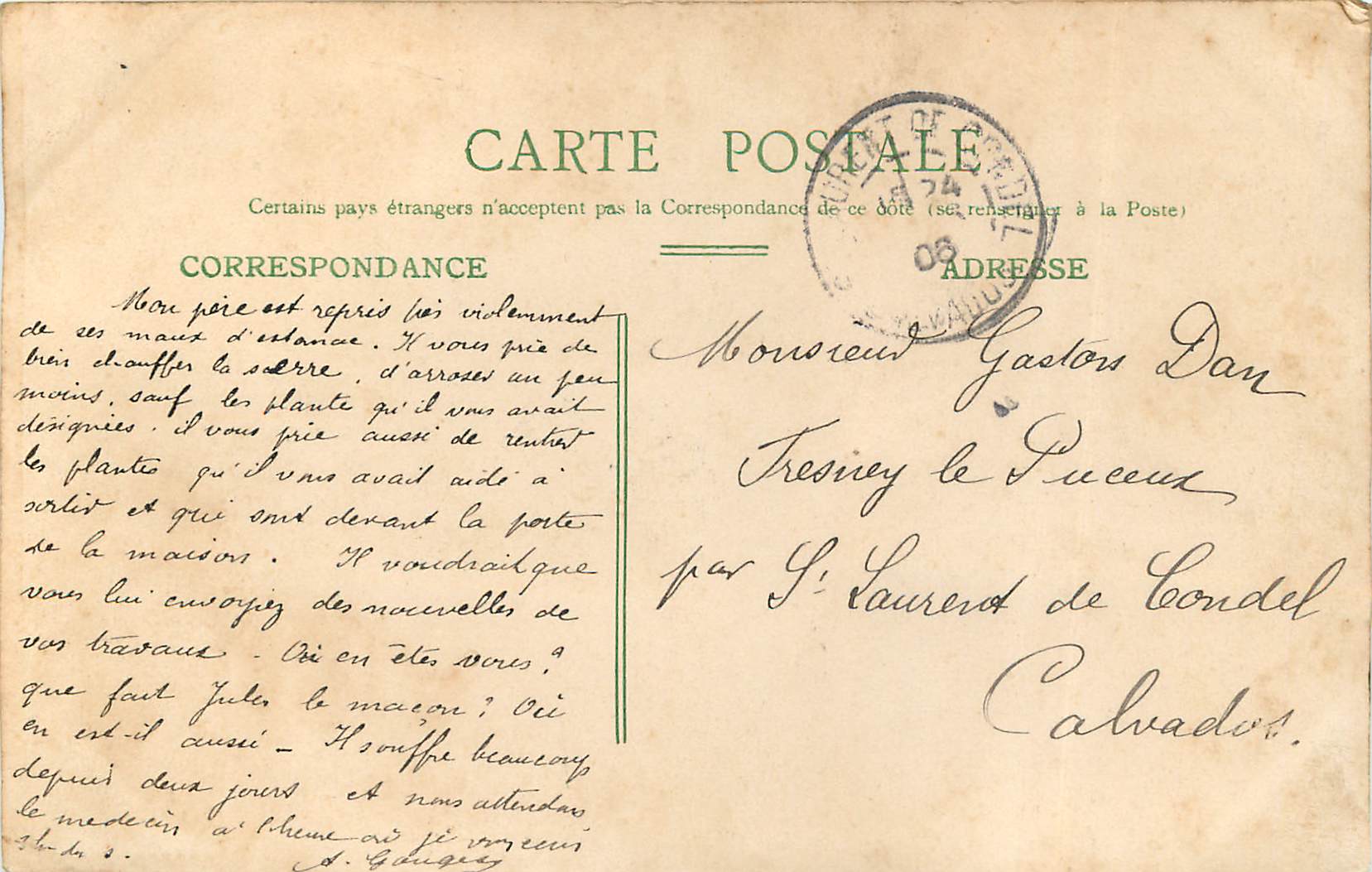 CPA Caen L Eglise St Etienne et le Lycee  — Verso
