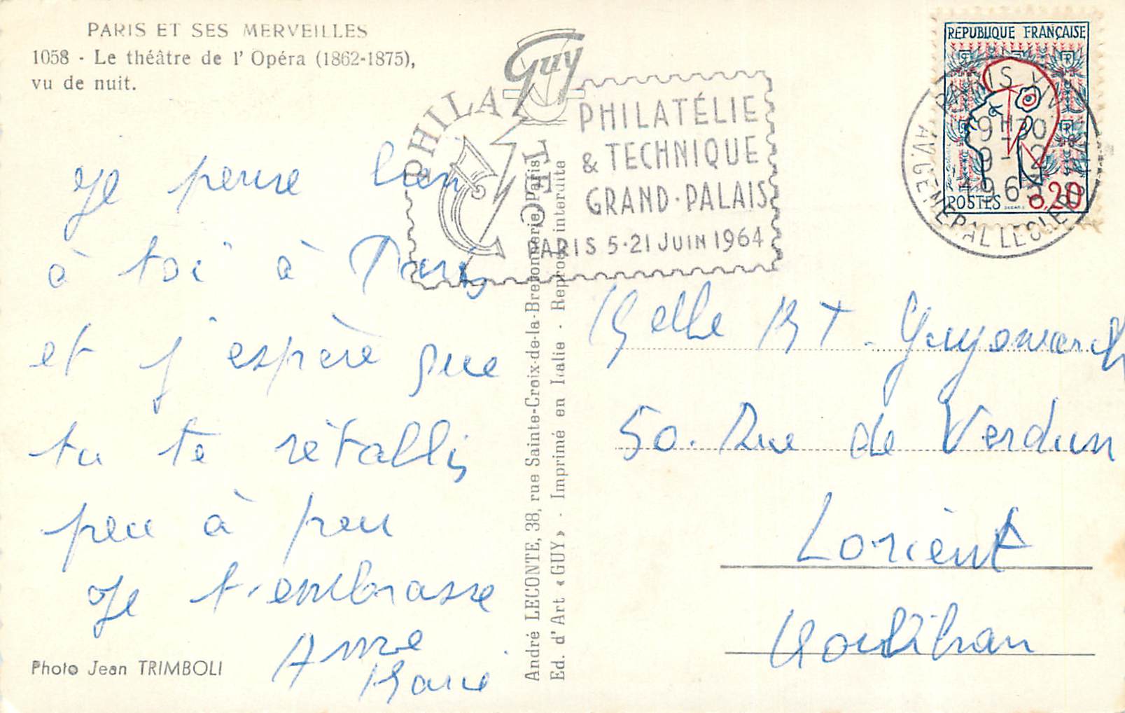 CPM Paris et ses Merveilles Le theatre de l Opera vu de nuit  — Verso
