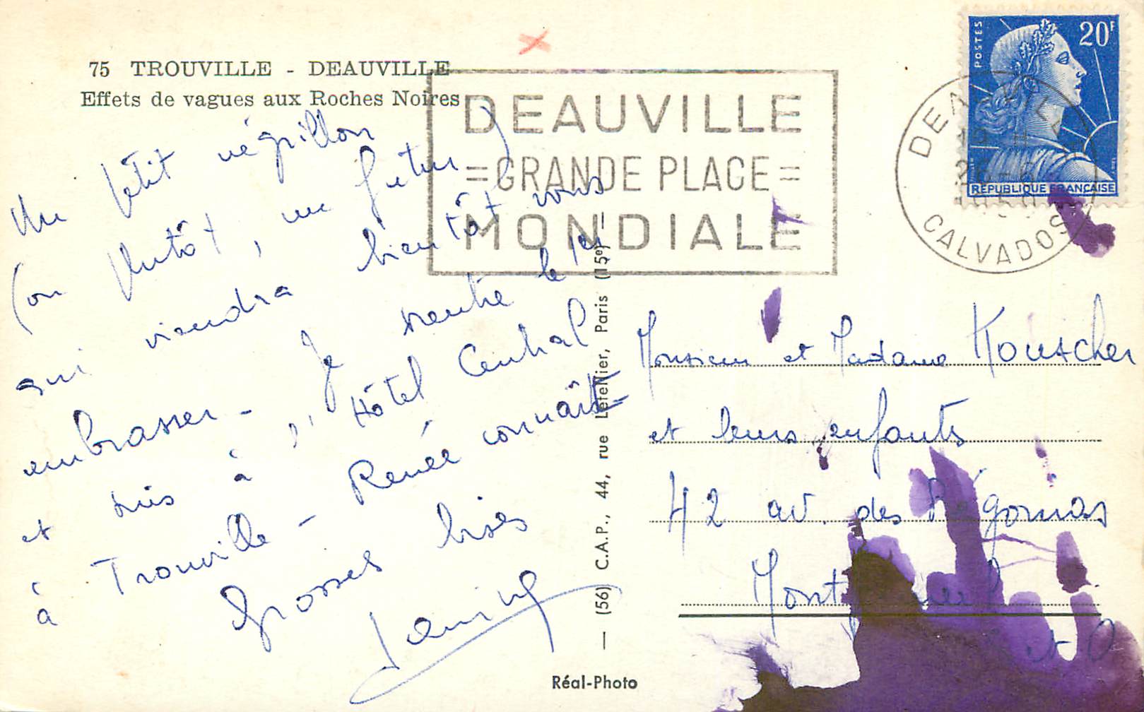 CPM Trouville Deauville Effets de vagues aux Roches Noires  — Verso