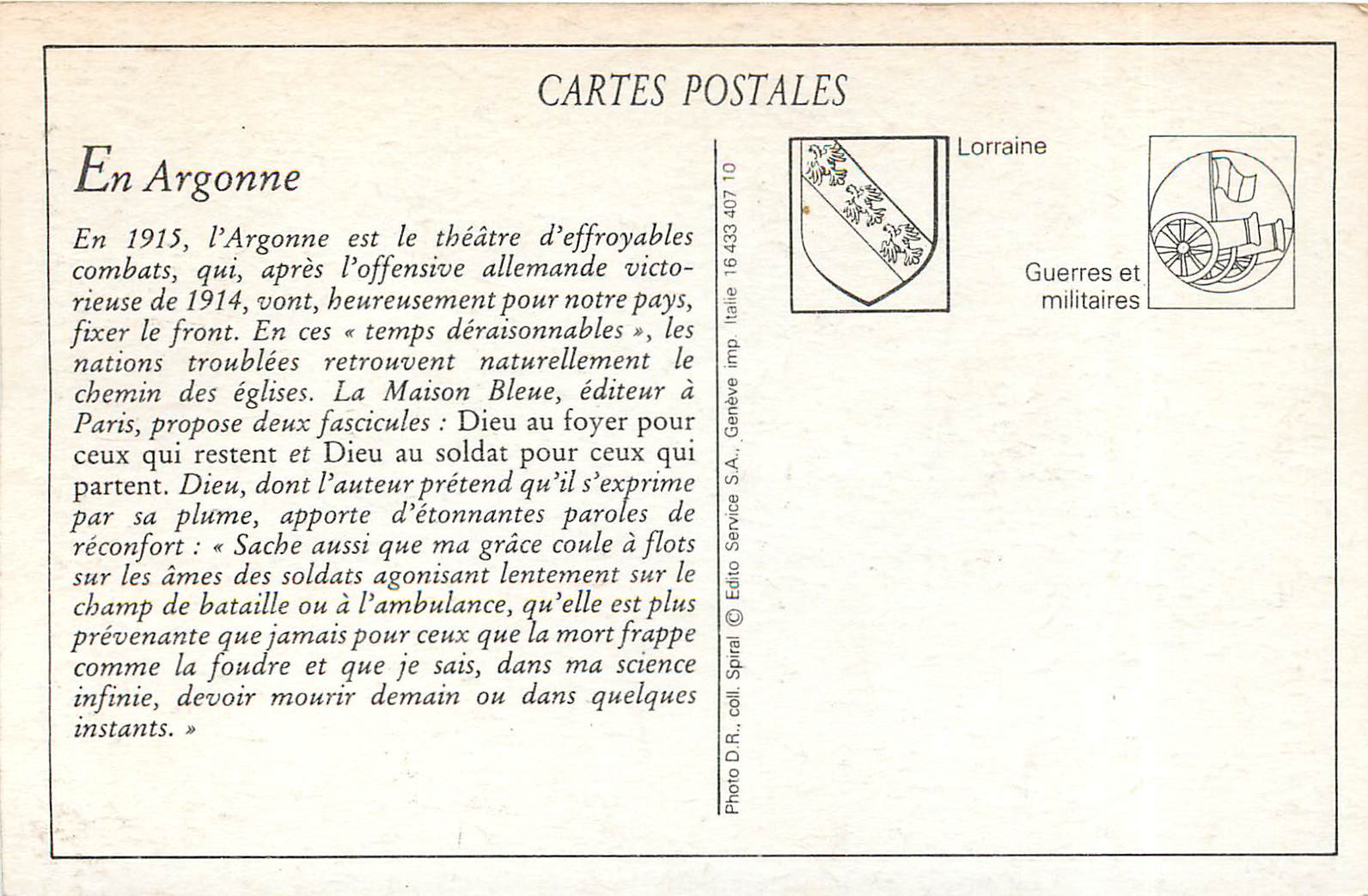 REPRO La messe en plein air dans la foret de l Argonne Militaria — Rückseite