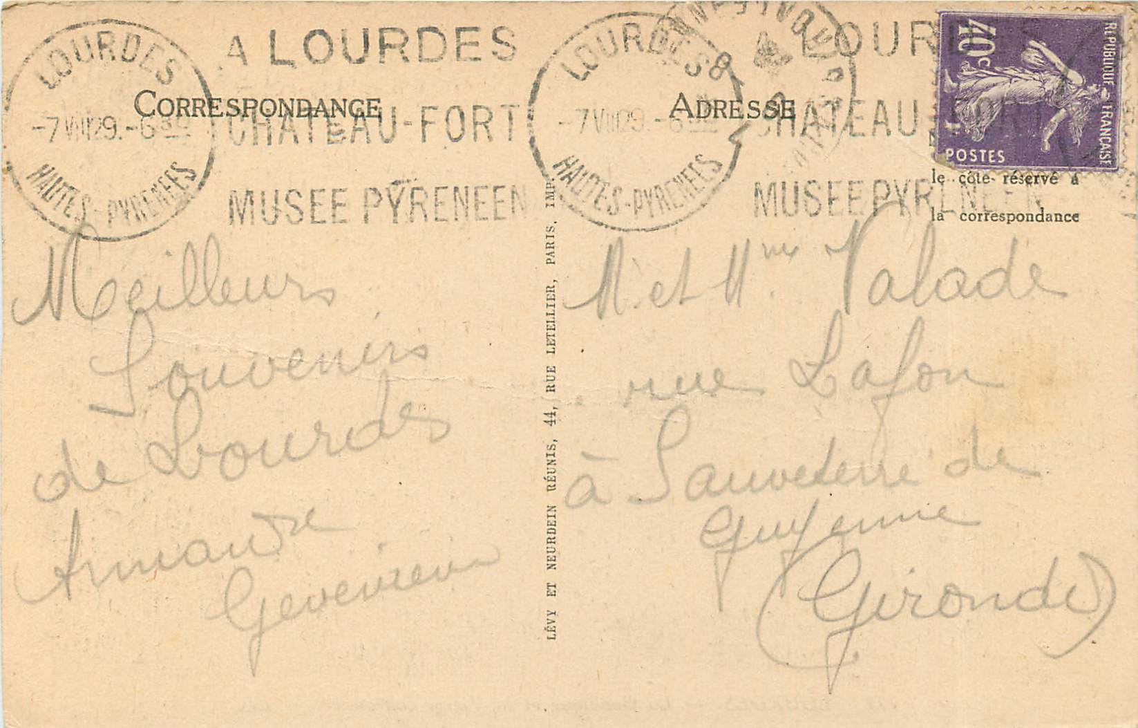 CPA Lourdes La Basilique et la Vierge couronnee  — Verso